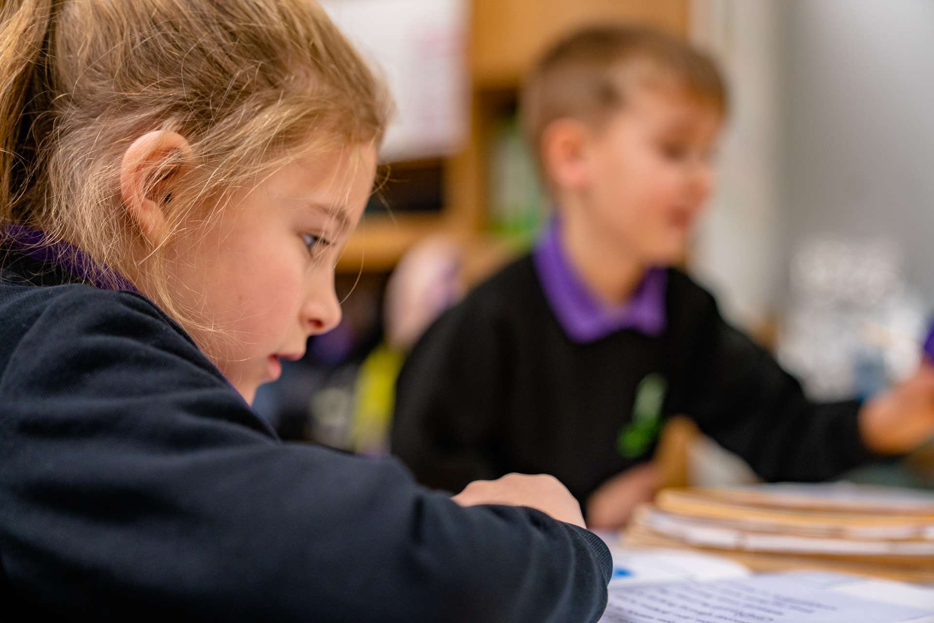 A picture of a girl studying